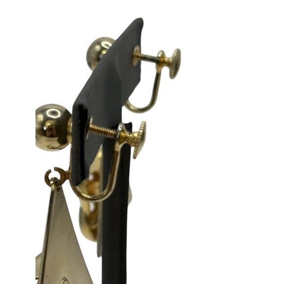 Alice Vintage Earrings Comedy & Tragedy Drama Theatre Masks Gold Tone Screw Back - Picture 8 of 16